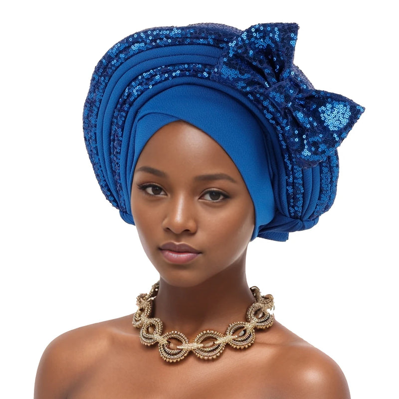 Bowknot Auto Gele Headtie Turban Cap