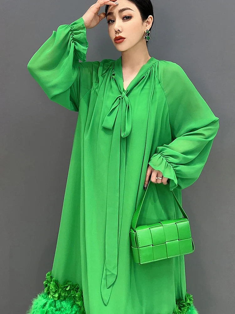 Tasel Spliced Design Elegant Long Dress