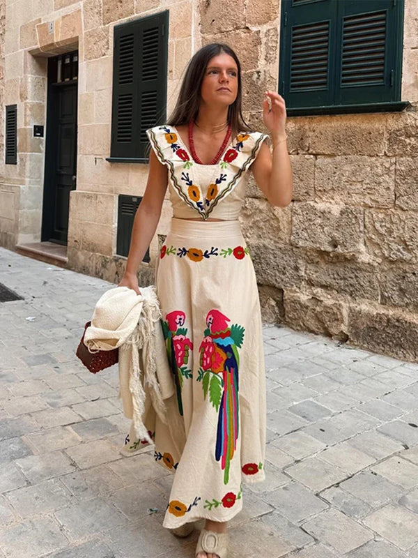 Chic Flying Sleeve Square Neck Sleeveless Set