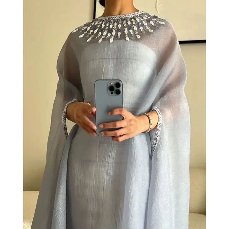 Elegant O-Neck Long Sleeves Evening Gowns