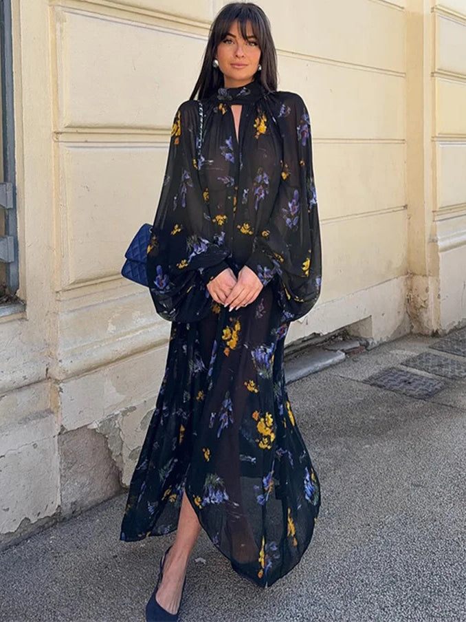 Elegant Boho Long Loose Chic Turtleneck Dress