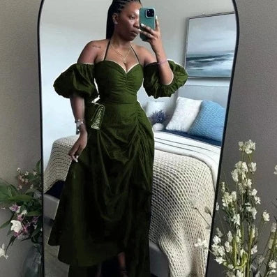 V Neck Halter Elegant Wedding Guest Dress