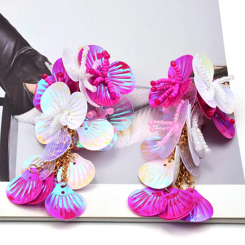 Resin Flower Multicolored Designs Bohemian Handmade Dangle Earrings