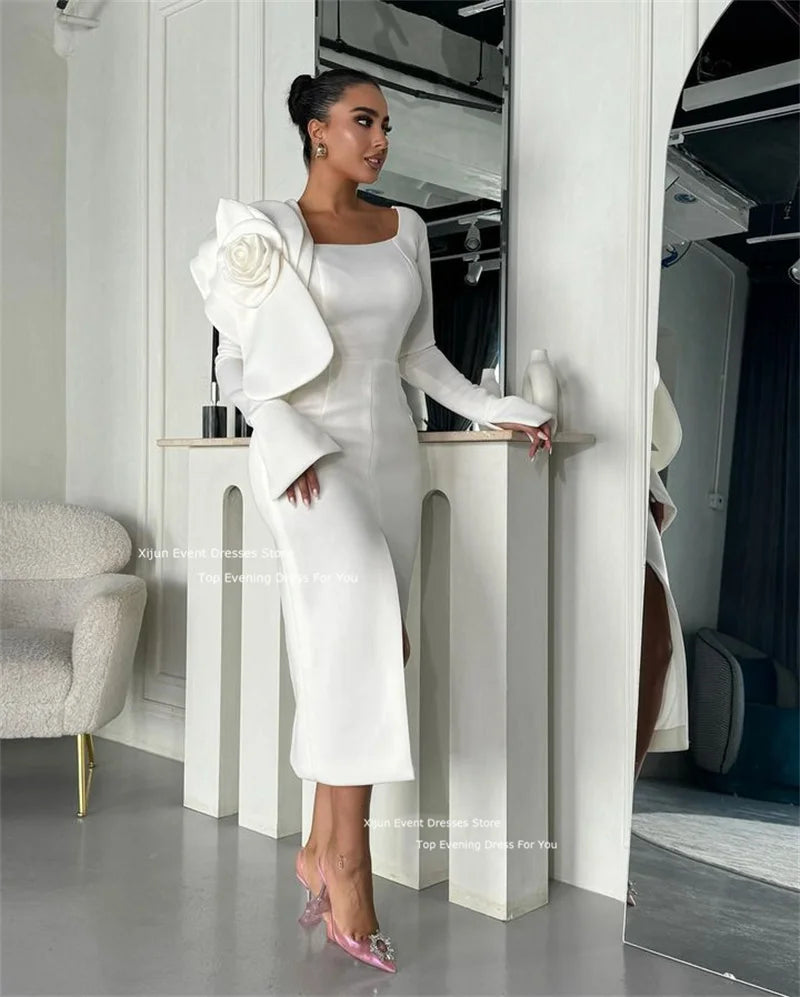 Crepe Ivory Short Evening Dresses