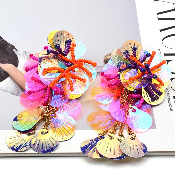 Resin Flower Multicolored Designs Bohemian Handmade Dangle Earrings