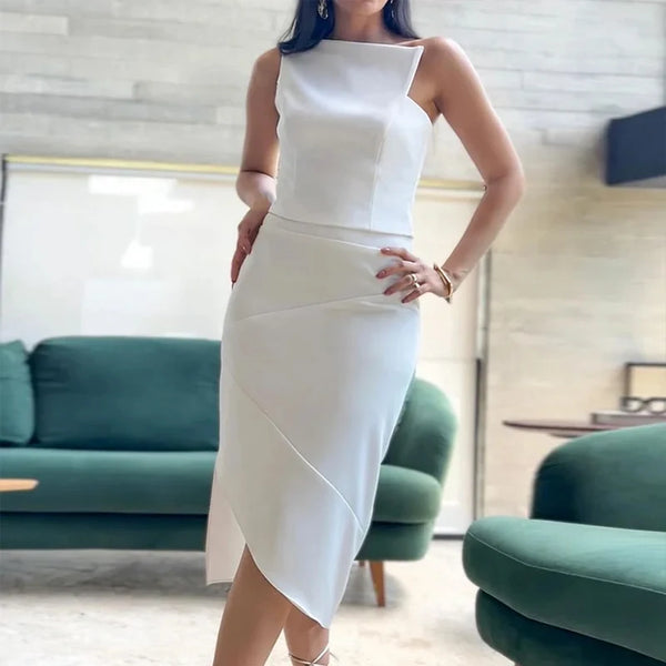 Camina Sleeveless Backless Slim Nipped Waist Dress
