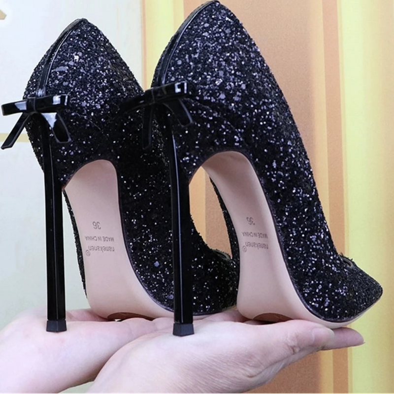 pointed shallow leather satin High Heels