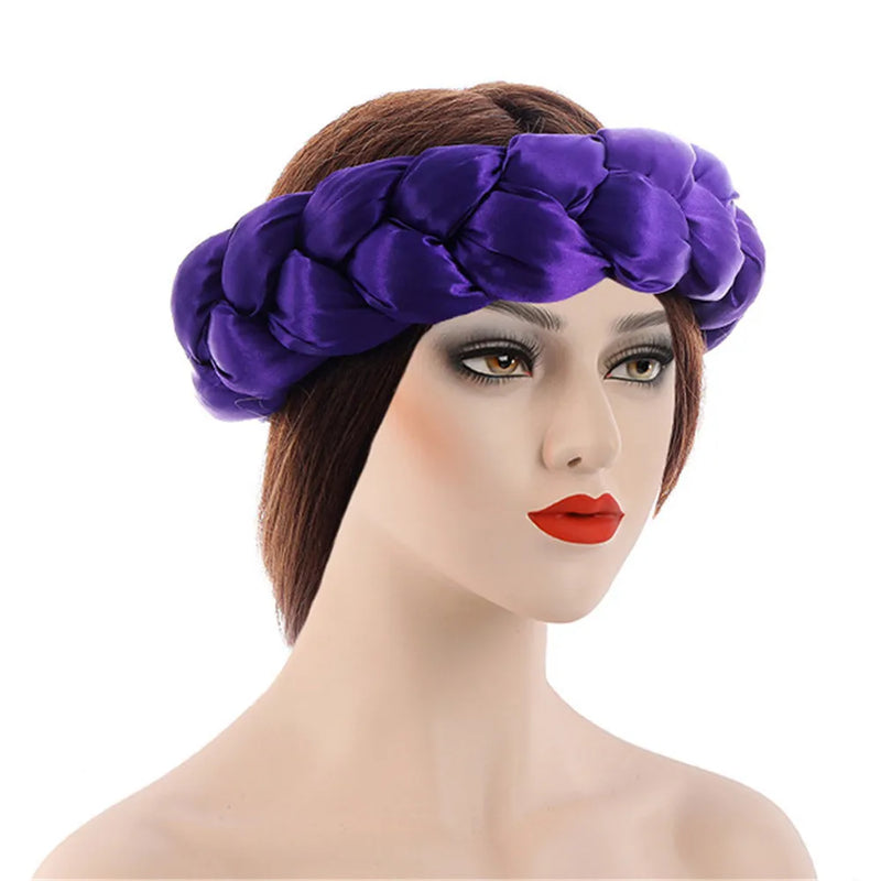 Exaggerated Satin Braid Headband for Women