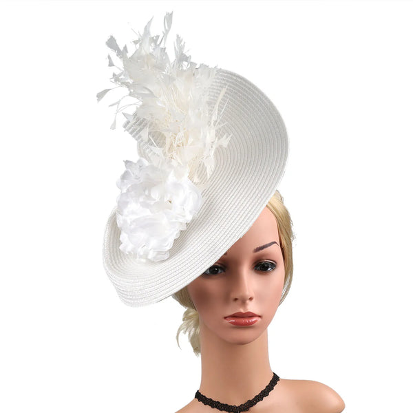 Braided Fascinator Hat With Feather Flower