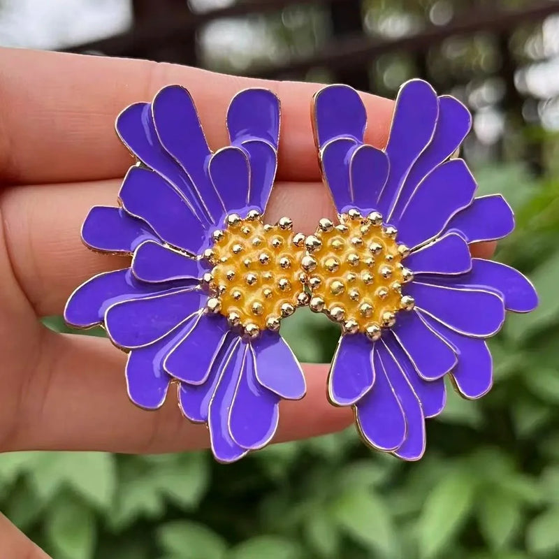 Sweet Temperament Wave Dot Leaf Flower Earrings