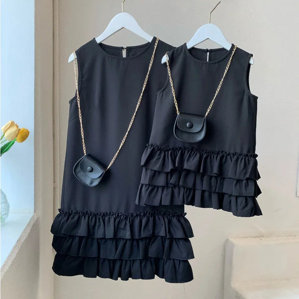Summer Family Layered Cake Mother Daughter Ruffle Dress