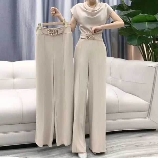 Elegant Wide Leg Pants Office Lady Trousers