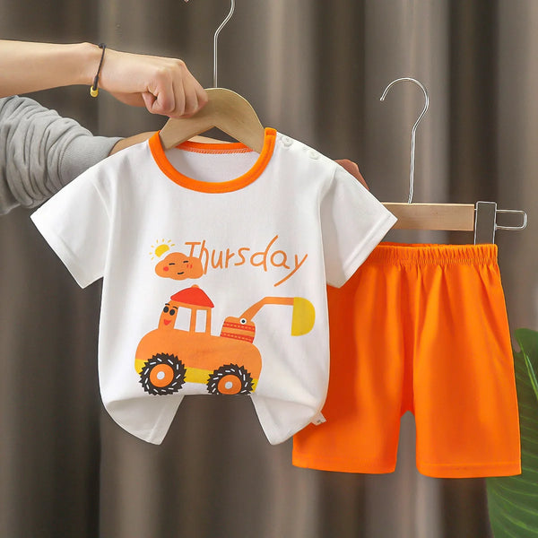 1-6T cotton short sleeve T shirt shorts cartoon set