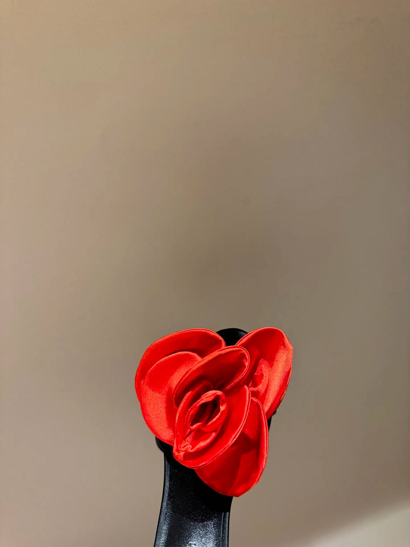 Silk Rose High Heel Strap Sandals
