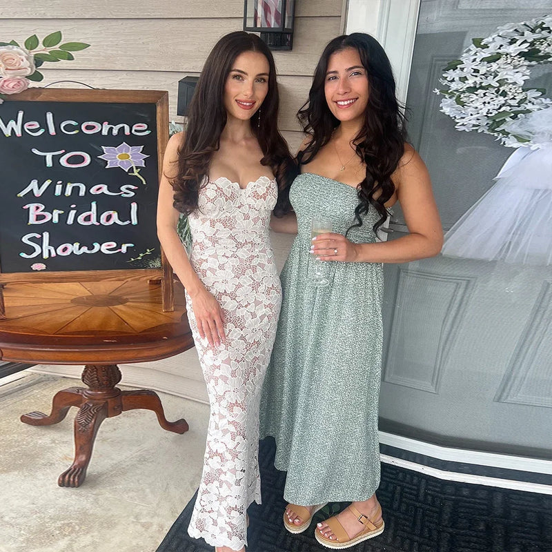 Elegant Lace Up Long Maxi Dress