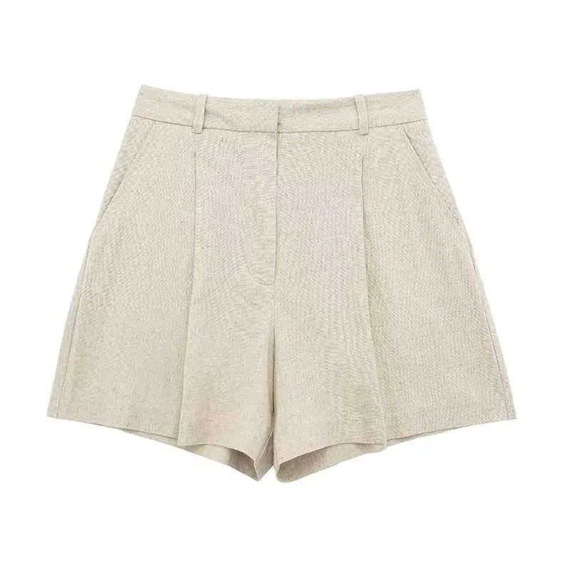 Sleeveless Vest Top+High Waist Slim Shorts 2 Pieces Set