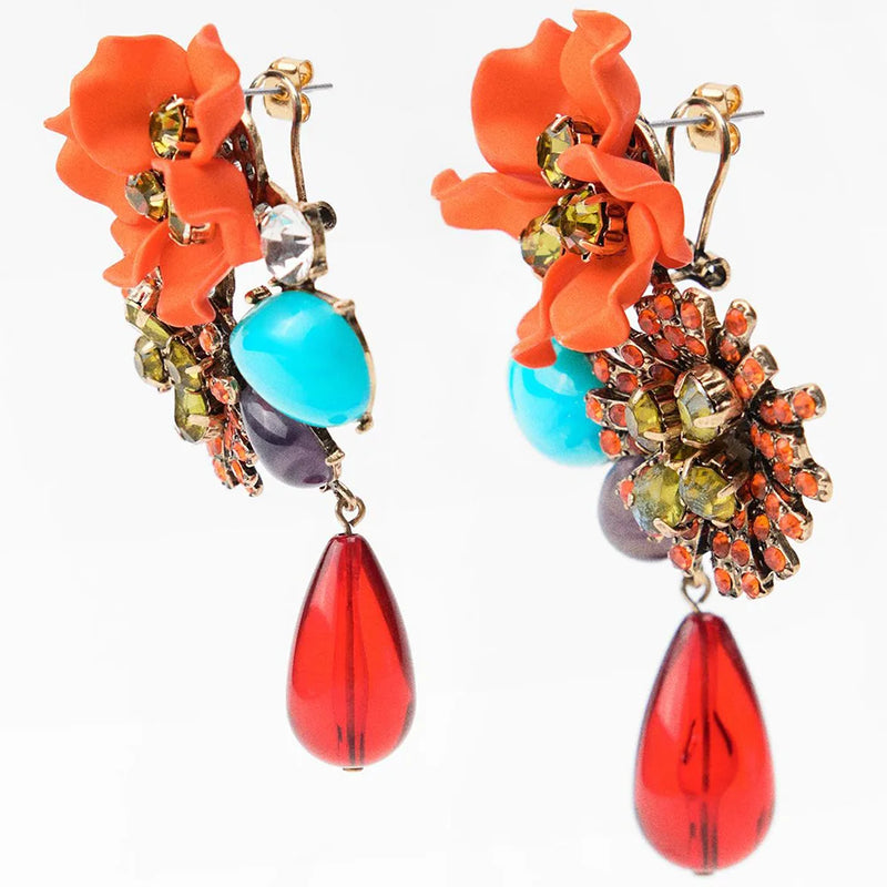 Elegant Colorful Resin Rhinestone Earrings