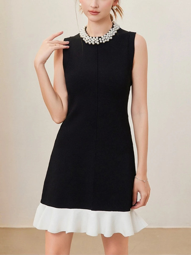Round Neck Sleeveless Ruffles Mini Dress