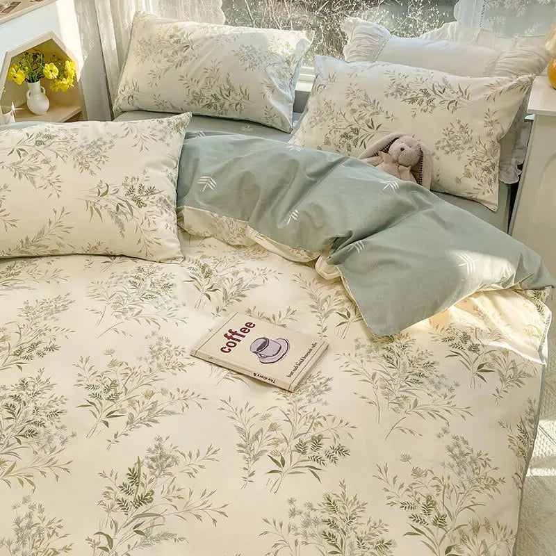 Pink Floral Bedding Set Single Double Queen Size Duvet Cover