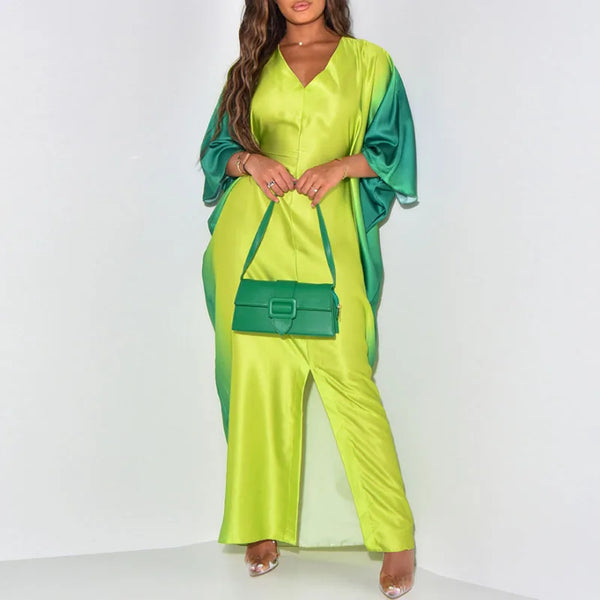 Elegant V-neck Patchwork Boho Long Dress