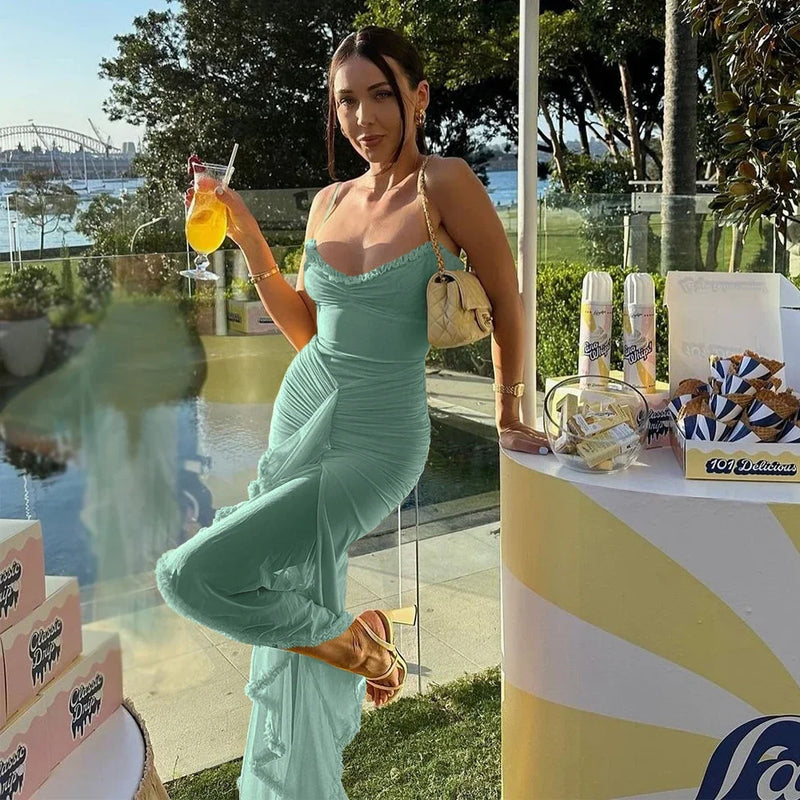 Suninheart Irregular Mesh Bodycon Dress