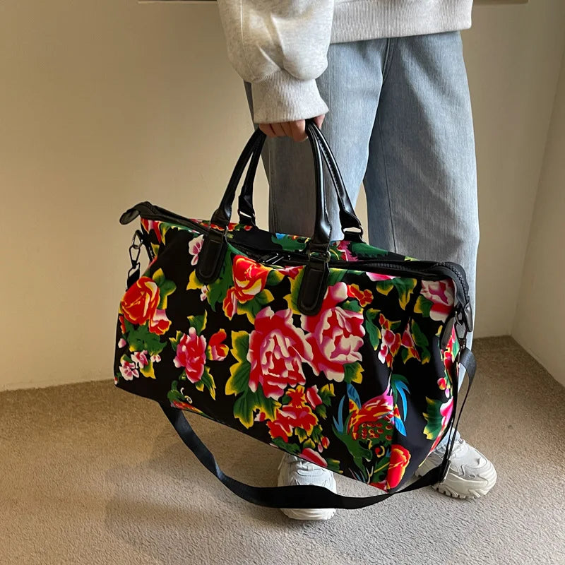 Big Flower Canvas Travel Bag