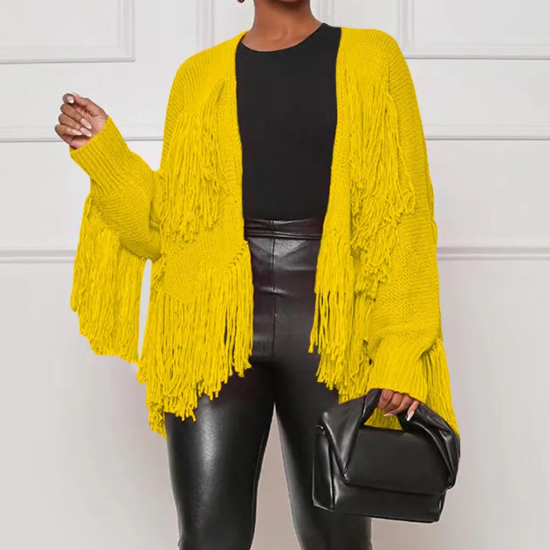 Casual Knitted Cardigan Tassel Sweater