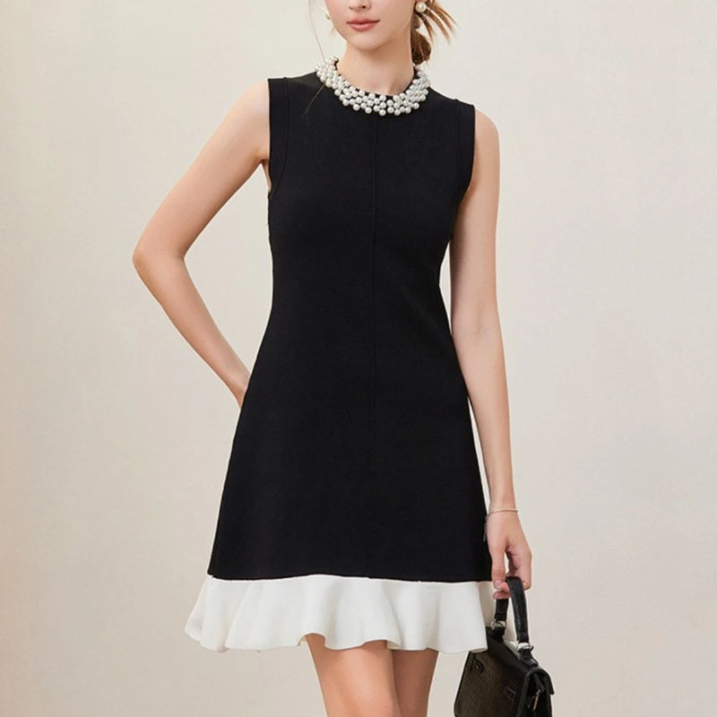 Round Neck Sleeveless Ruffles Mini Dress