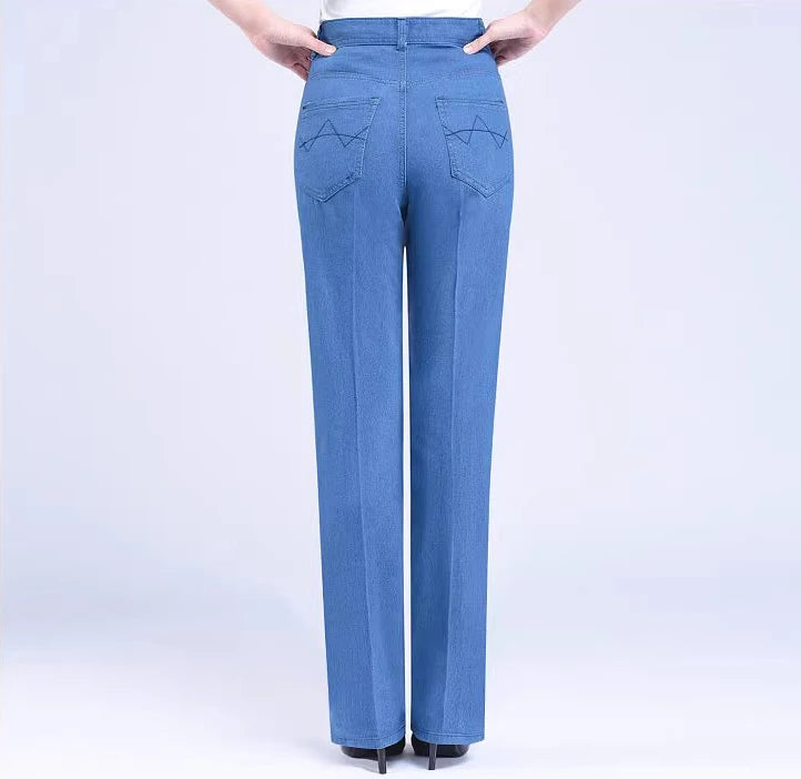 Straight Casual High Waist Classic Denim Pants