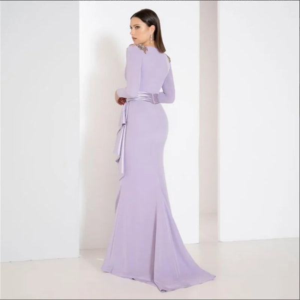 CAMINA Purple Long Sleeve Dress With Belt