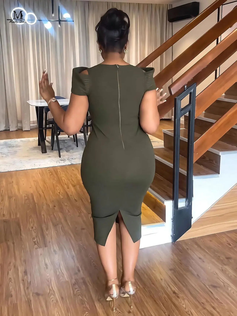 Elegant Sleeveless Bodycon Split Office Vintage Long Dress