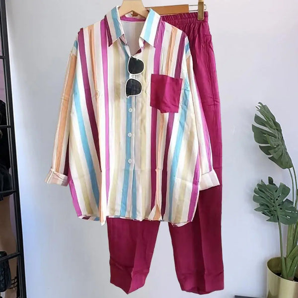 Tracksuit Set Summer Cotton Linen Blouse T-shirt Wide Leg Pant