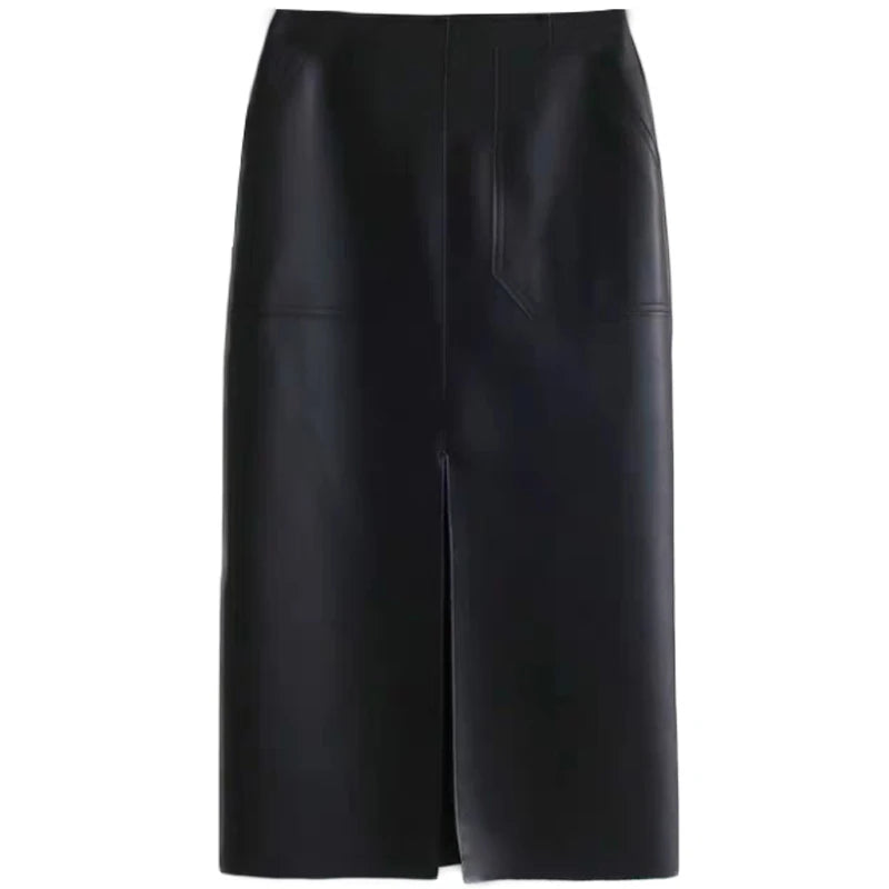 Slim Straight Faux Leather Skirt