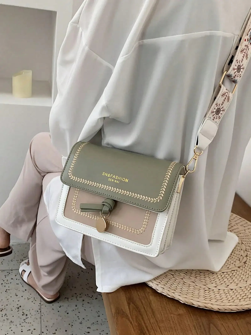 Crossbody Square Bag with Wide Shoulder Strap