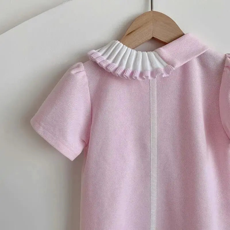Summer Pink Polo Neck Princess Dress