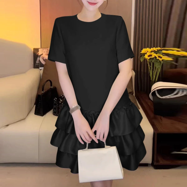 Elegant Ruffles Short Sleeve Vintage Mini Cake Dress