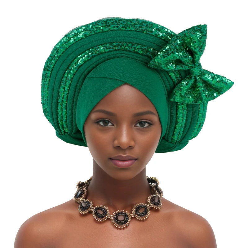 Bowknot Auto Gele Headtie Turban Cap