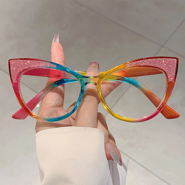 Colorful Bling Frame Cat Eye Eyeglasses