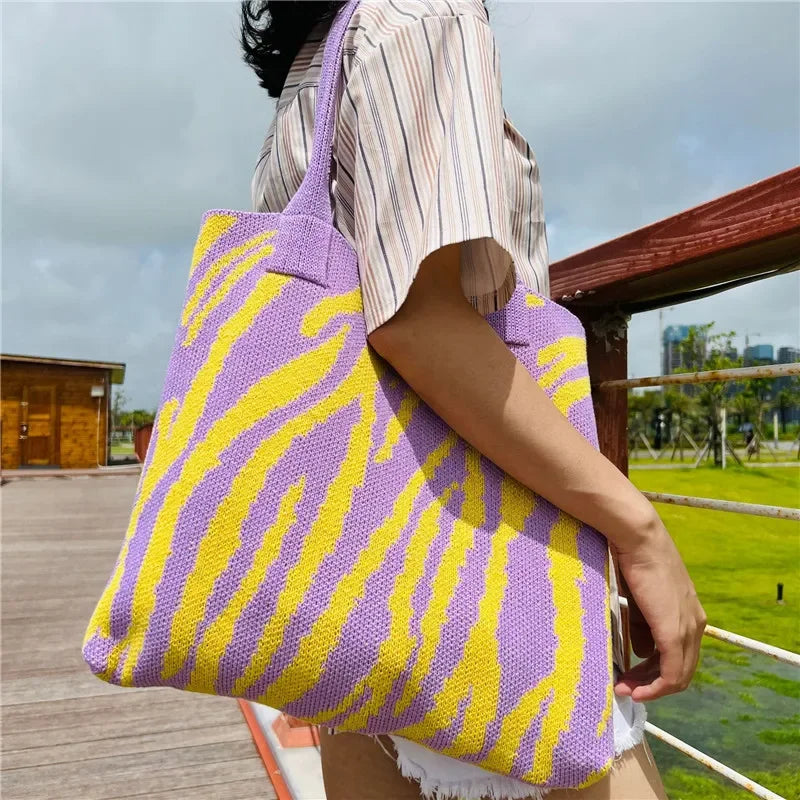 Zebra Pattern Crochet Bag