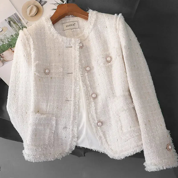 Early Spring Whiteweed Style Cropped Suit Jacket