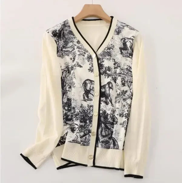Vintage Cardigans Spring Autumn Thin Knitted Tops