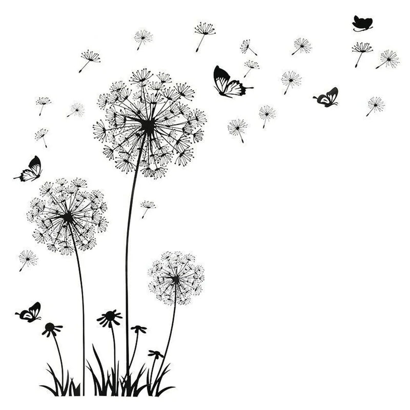 Black Dandelion Sitting Room Bedroom Wall Stickers