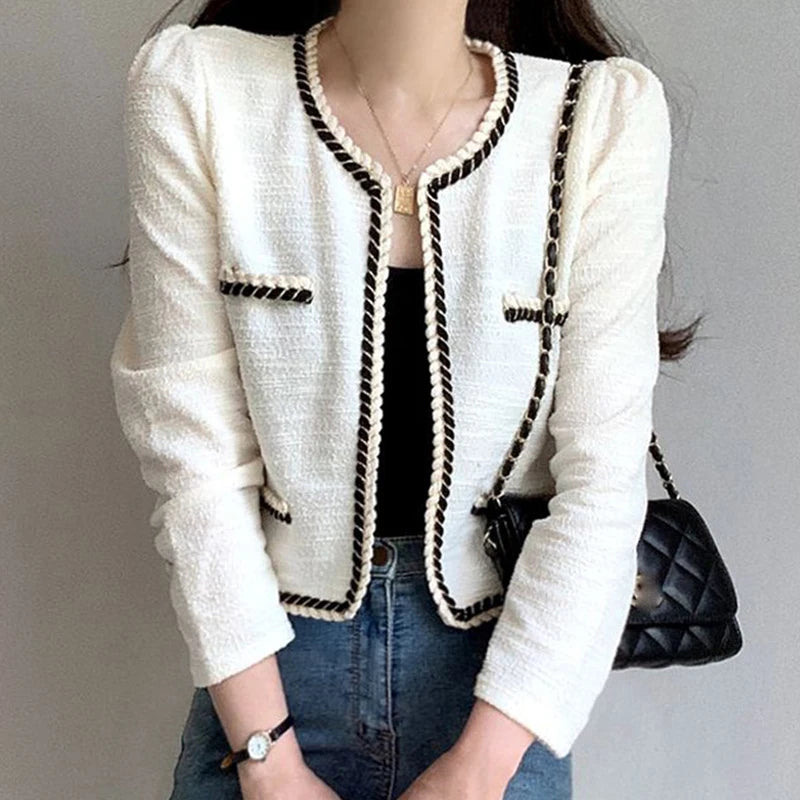 Chic Early Autumn Lace Trim Ort Coat