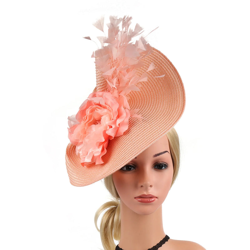Braided Fascinator Hat With Feather Flower