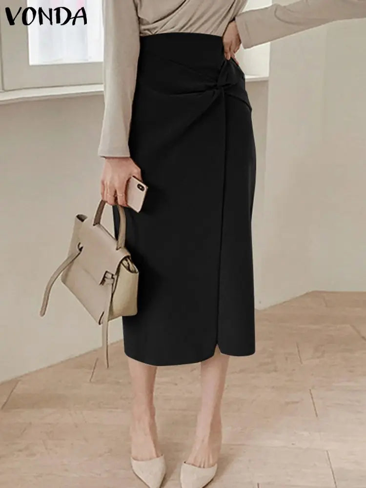 Elegant Office Lady A-Line Pleated Skirts