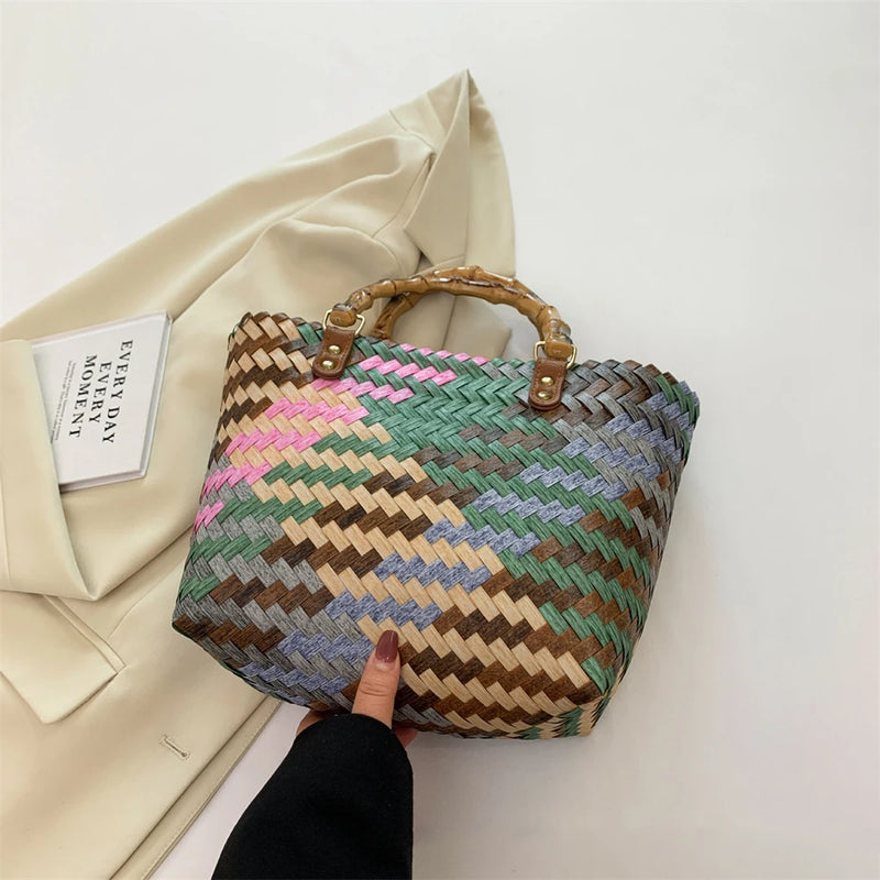 Retro Imitation Rattan Woven Bag