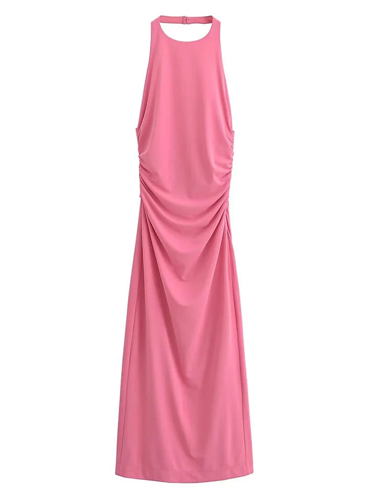 Elegant Back Knot Slit Hem Sexy Backless Dress