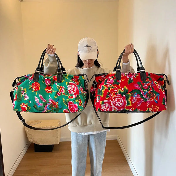 Big Flower Canvas Travel Bag