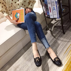 Square Head Single Flats Autumn Loafers