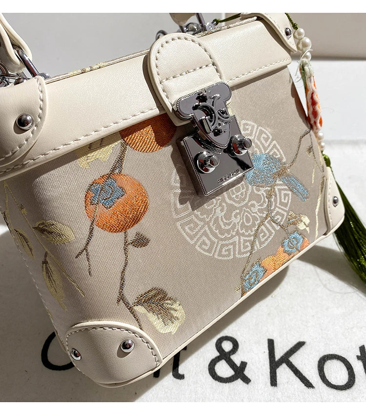 Sweet Luxury Box Bag with Delicate Flower Pendant